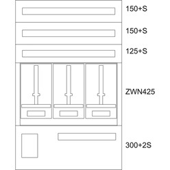Wandverdeler IP30, meterbord voor 3 meters, B=800 H=1260, grijs, opbou